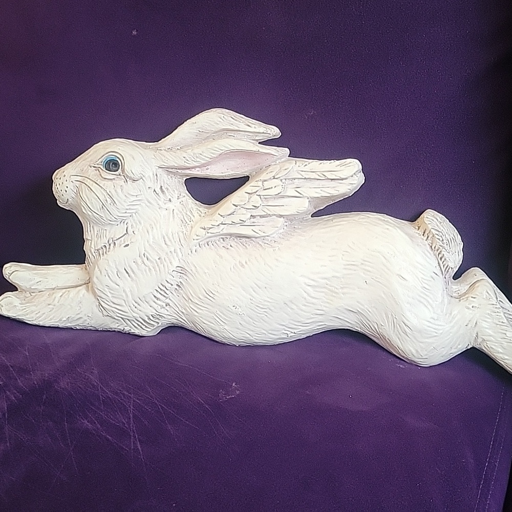 White Winged Rabbit Figurine - Picture 2 of 3